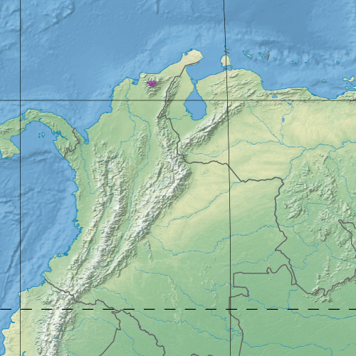 Map depicting the location of the Santa Marta páramo (in purple)