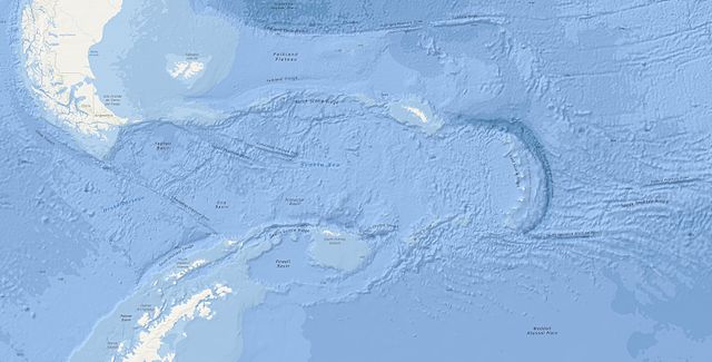 Topographic map of the Scotia Sea and Scotia Arc
