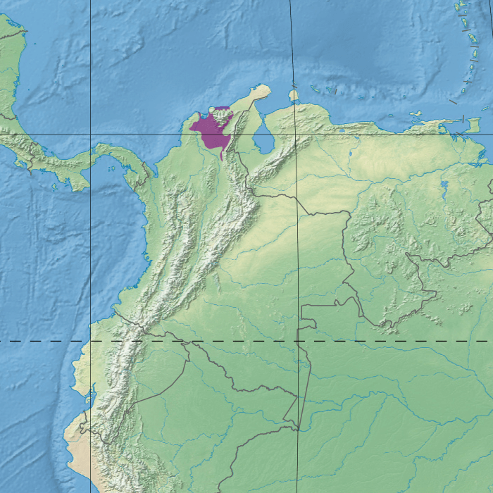 Map depicting the location of the Sinú Valley dry forests (in purple)