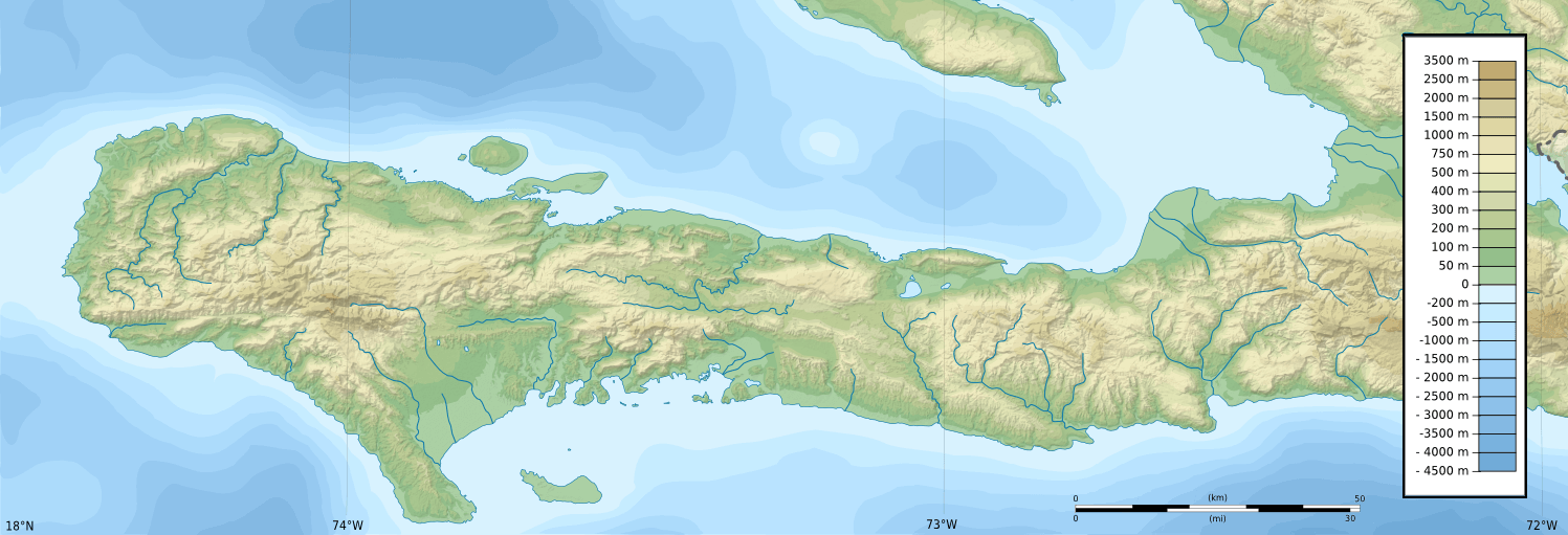Topographic map of Tiburon Peninsula, Haiti