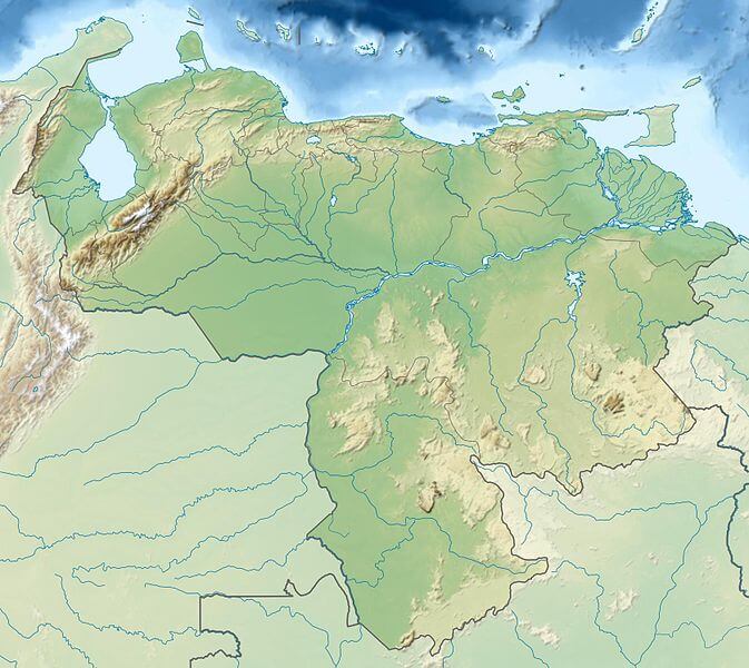 Relief map of Venezuela