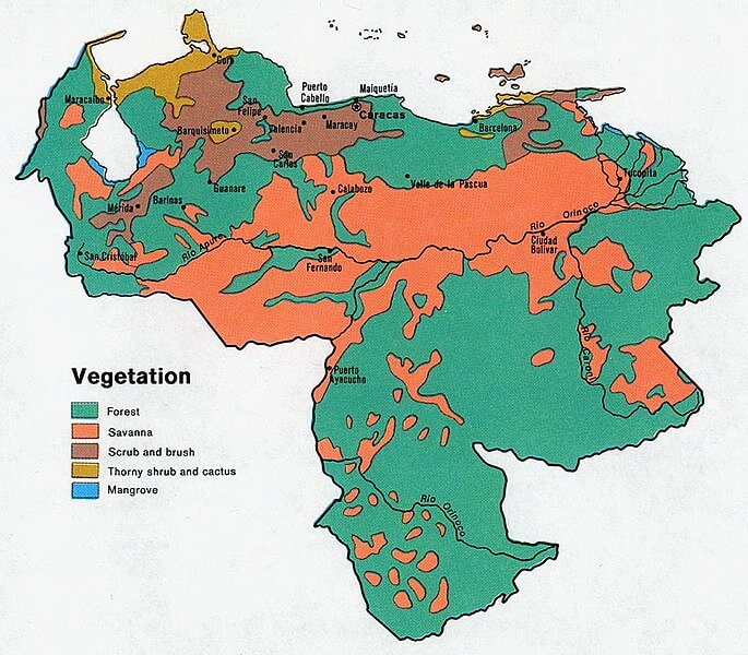 Vegetation map of Venezuela