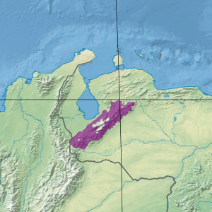 Map depicting the location of the Venezuela Andes montane forests (in purple)