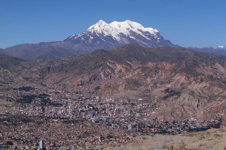 View of Nevado Illimani over La Paz, Boliiva