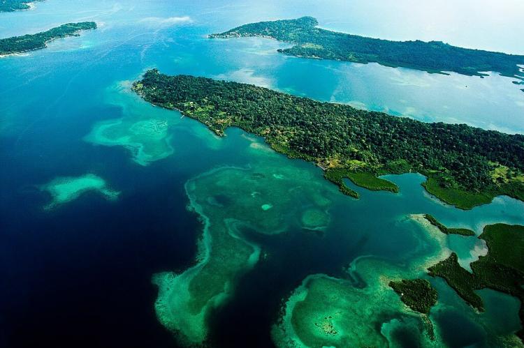 Aerial view of Isla Bastimentos, Bocas del Toro, Panama