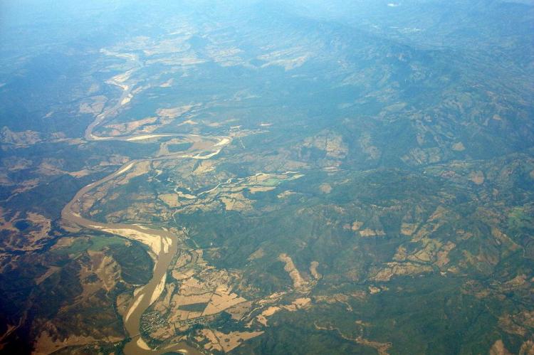 Aerial view of Magdalena River drainage basin, Cundinamarca-Tolima, Colombia