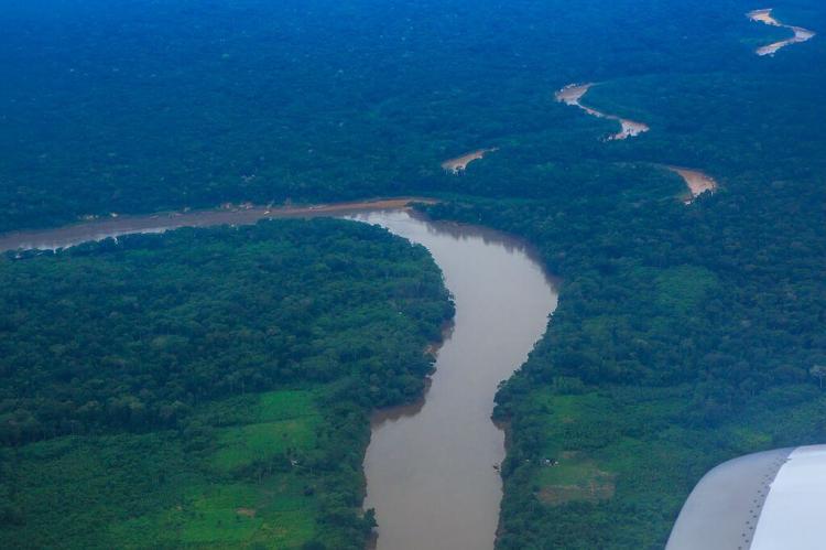Aerial view of Rio Madre de Dios, Peru