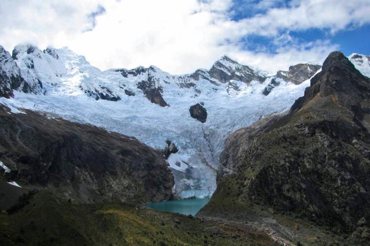 Arhuay glacier located in central Peru in the Cordillera Blanca
