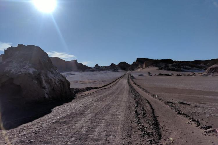 Desert road outside San Pedro de Atacama, Chile