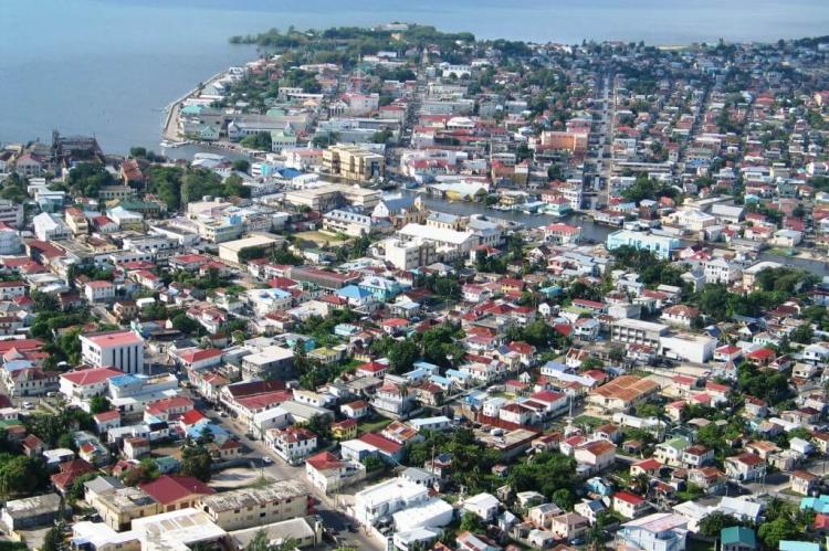 Aerial view of Belize City to the southeast