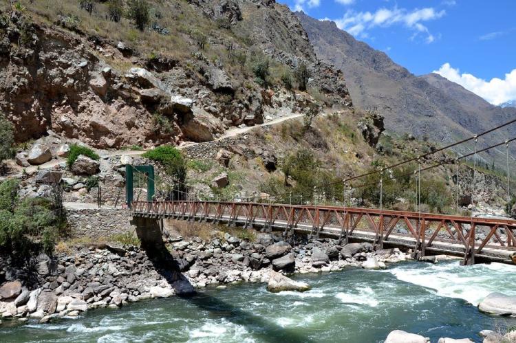 Inca Trail Bridge over the Urubamba River, Peru