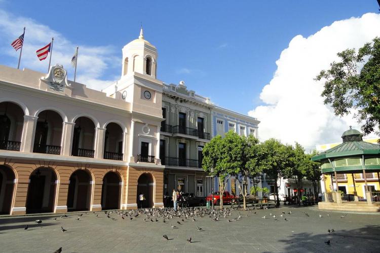 Buildings around the Plaza de Armas, Old San Juan, Puerto Rico