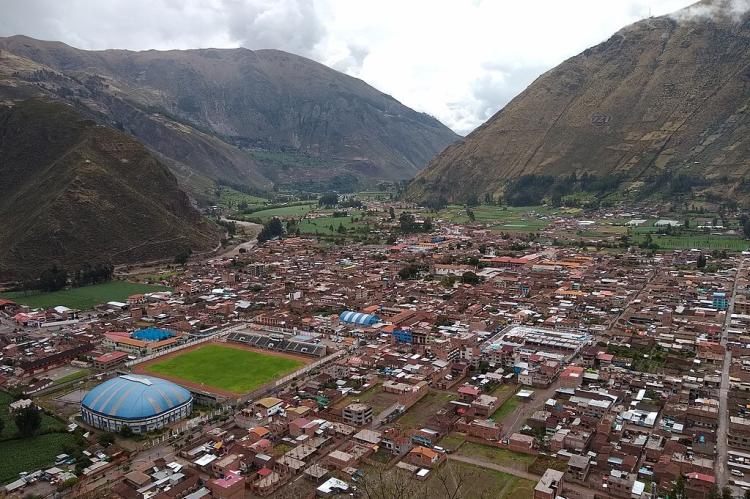 Landscape panorama, town of Calca, Peru 