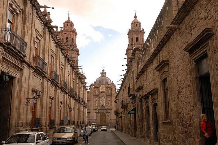Street in the historic center of Morelia, Mexico