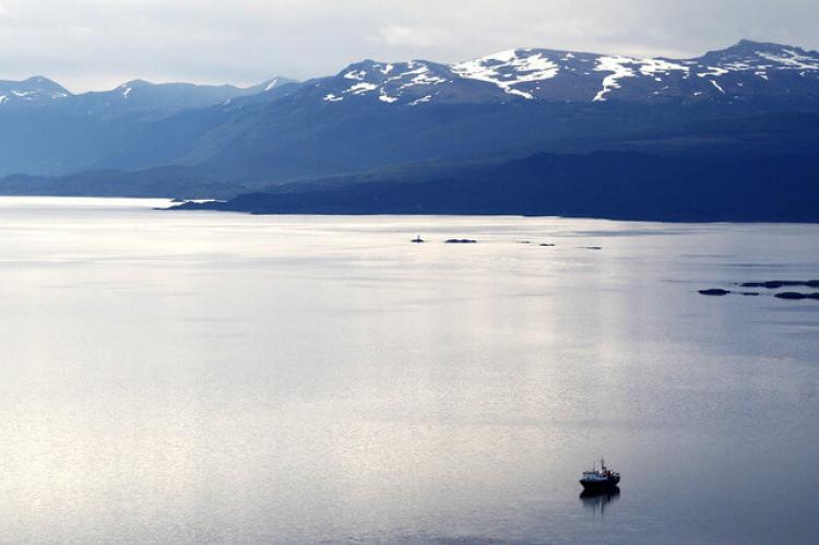 Calm sea, Beagle Channel, Tierra del Fuego, Argentina