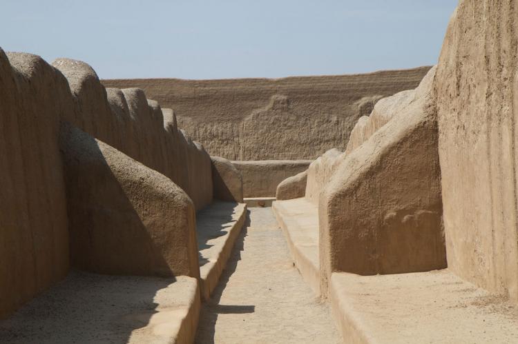 City walls at site of Chan Chan, Peru