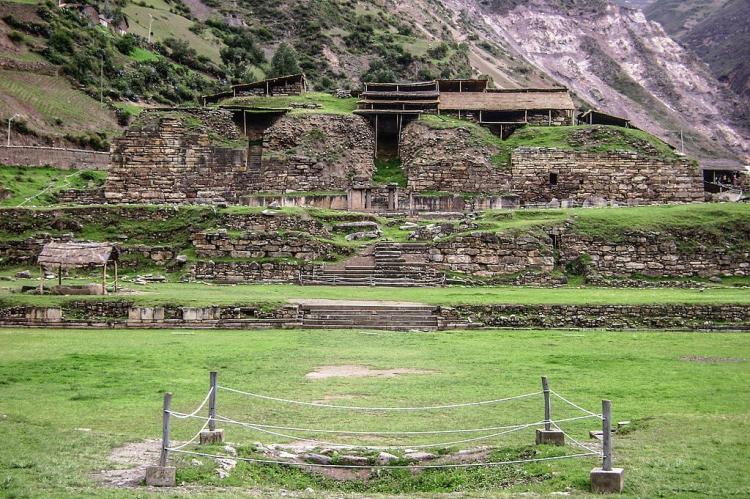 "El Castillo" is a structure that makes up the "Templo Nuevo" section in the Chavín de Huántar Archaeological Site, Ancash Region, Peru