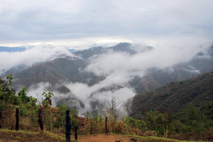 Chicamocha canyon covered in mist, Colombia