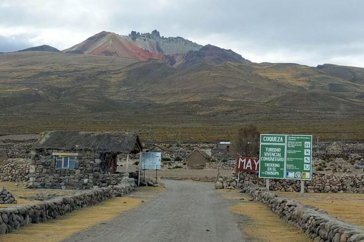 Village of Coquesa and the Tunupa volcano, Bolivia