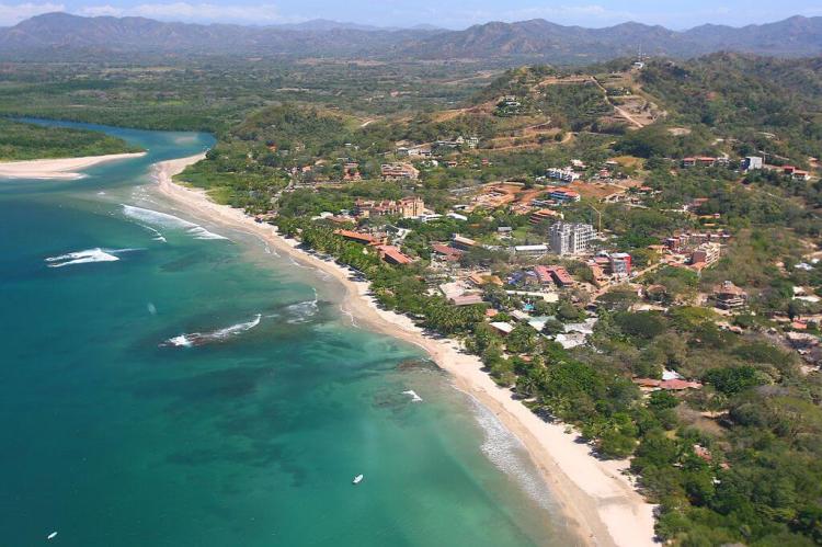 Playa Tamarindo and River mouth, town and beach of Tamarindo and the Pacific Ocean, Costa Rica