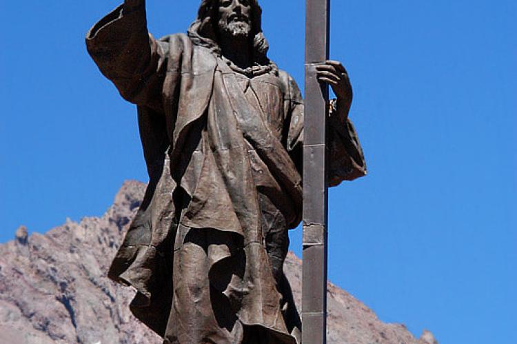 Cristo Redentor de los Andes, border of Argentina and Chile, erected in 1904 at an altitude of about 4000 metres, to celebrate the peaceful resolution of a border conflict that brought both countries to the verge of a war