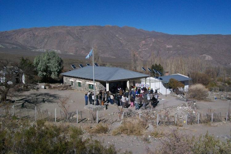 Reopening ceremony of the school year, after the winter break, Manuela Pedraza rural school, Abra del Infiernillo, (Amaichá del valle), Tucumán, Argentina