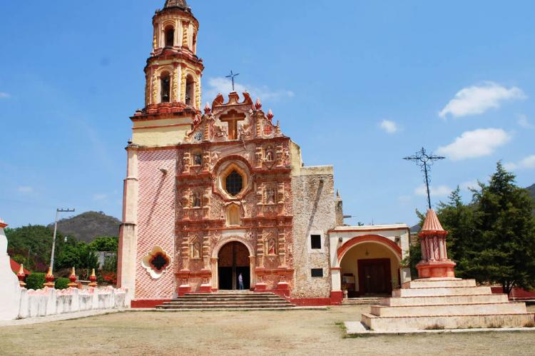 Facade of the mission at Tancoyol, Jalpan de Serra, Querétaro, Mexico