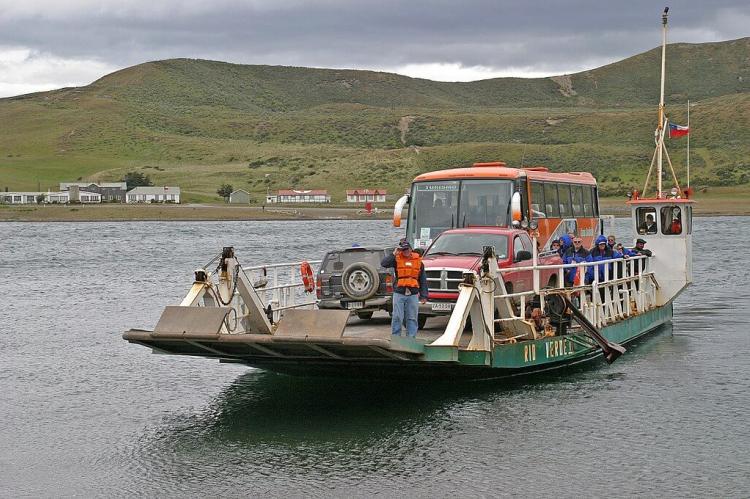 Ferry to Riesco Island, an island in western Tierra del Fuego, Chile
