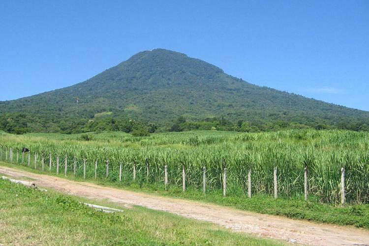 Volcano and farmland vista, El Salvador