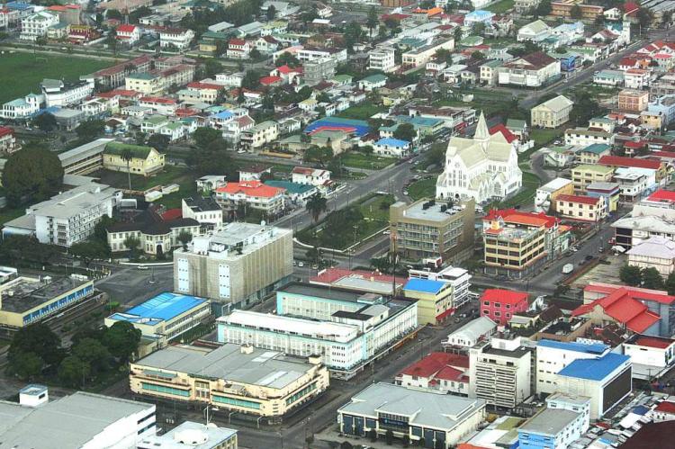 Aerial view of Guyana's capital Georgetown
