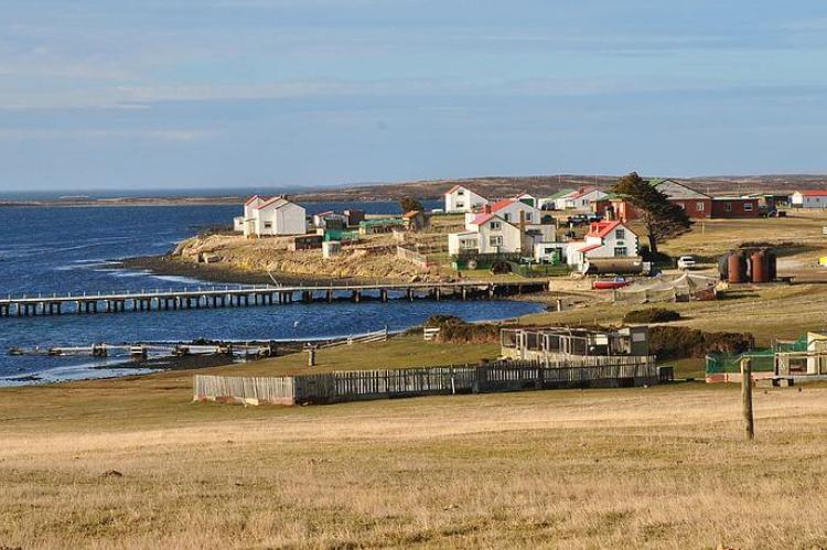 View of Goose Green taken on a very sunny morning, Falkland Islands