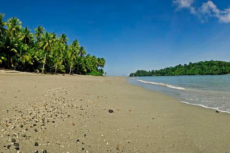 Beach on island of Gorgona and island of Gorgonilla off its coast, Colombia