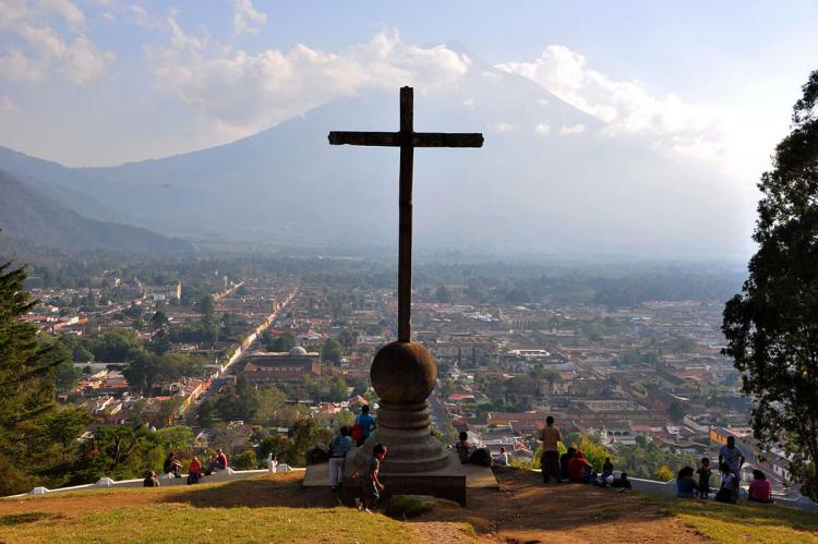 Hill cross view of Antigua Guatemala