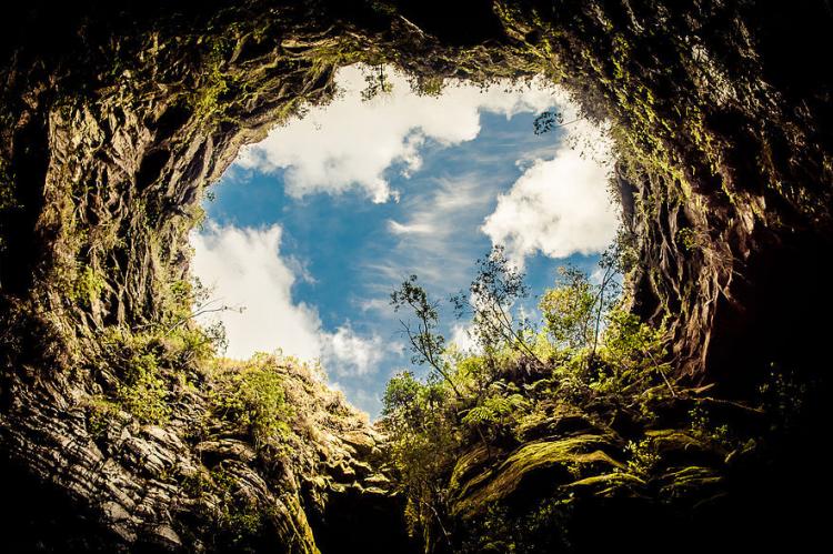 View from inside "Hole of the Priest" cave, Campos Gerais National Park, Paraná, Brazil
