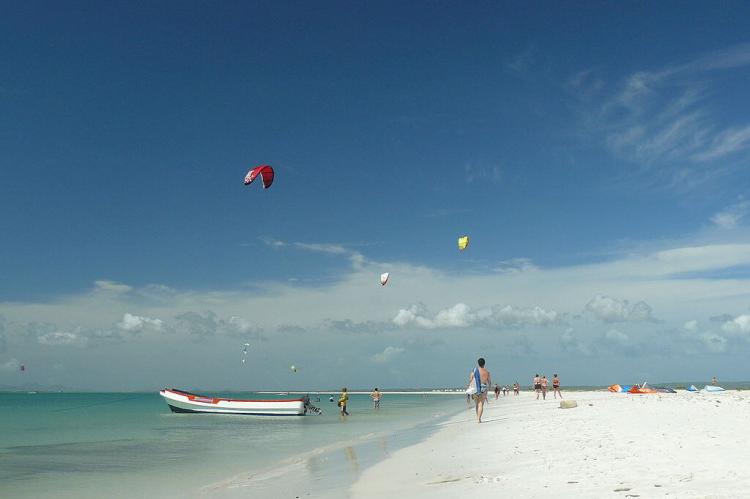 Kite Surfing on Coche Island beach, Nueva Esparta, Venezuela