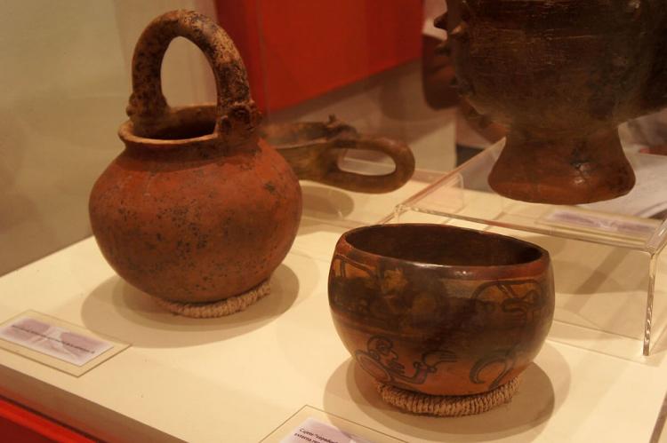 Mayan artifacts found at the Joya de Cerén archaeological site and in display at the Joya de Cerén Museum, El Salvador