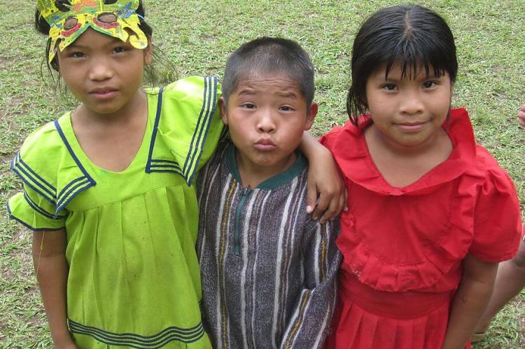 Three children of the Guaymi indigenous tribe, Panama