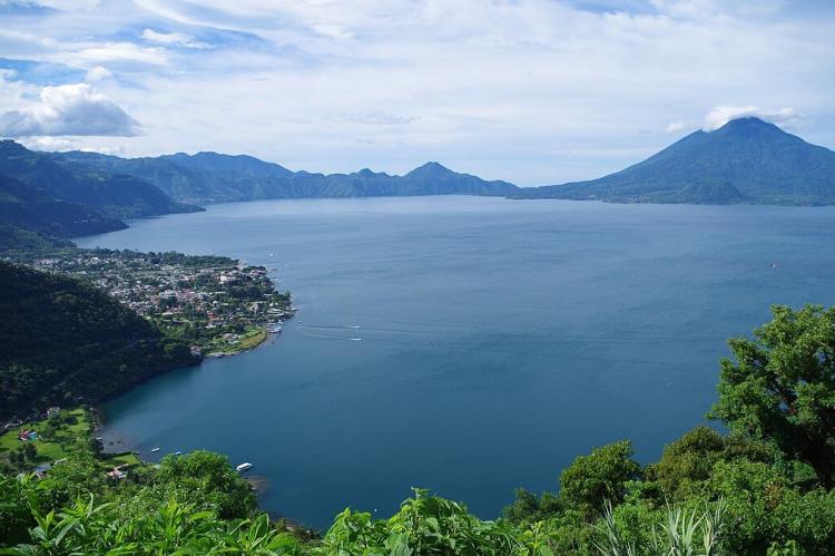 Lake Atitlán and town of Panajachel, Guatemala