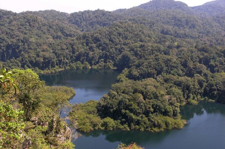 View of Lake Metzabok, Metzabok Reserve (Lacandonas), Chiapas, Mexico