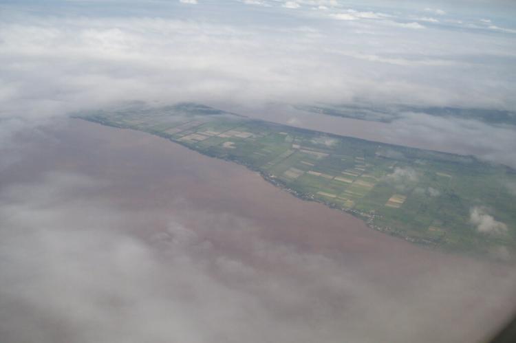 Aerial view of Leguan Island in the Essequibo River, Guyana