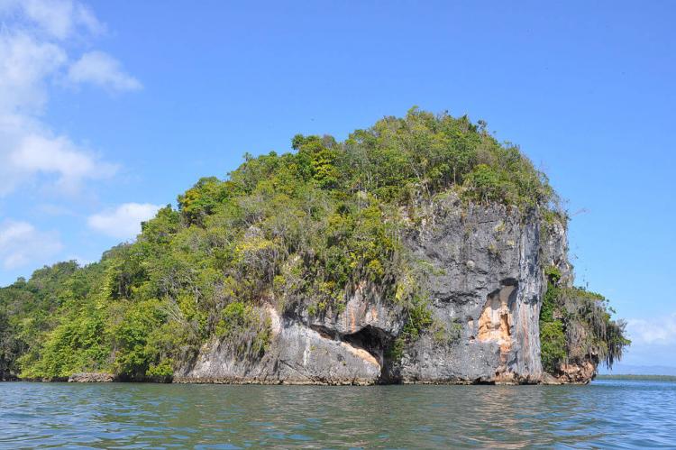 Rock islet in San Lorenzo Bay, Los Haitises National Park, Dominican Republic