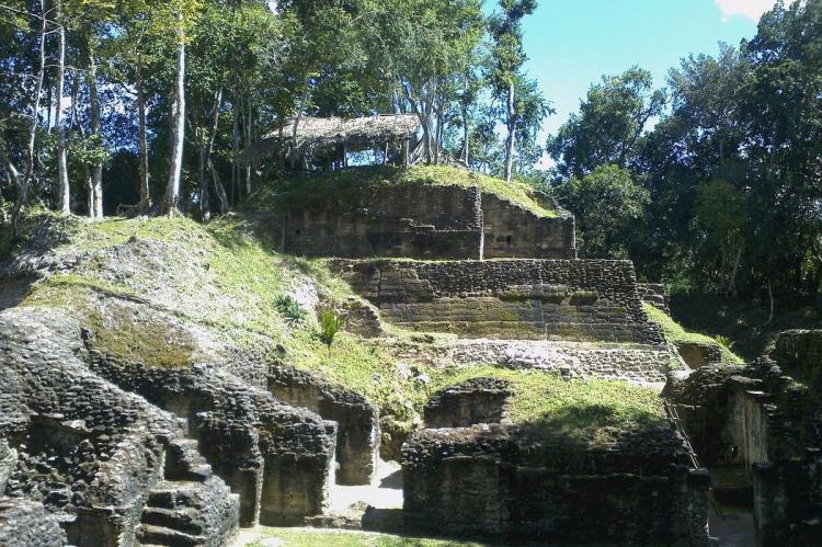 Restored structures at Naranjo archaeological site, Guatemala