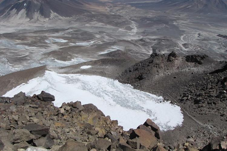 Ojos del Salado summit crater glacier, Andes