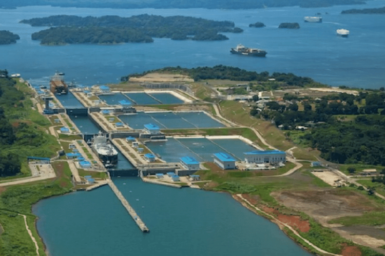 Locks at the southern (Pacific Ocean) entrance of Panama Canal Zone