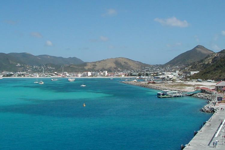 Panorama of Phililpsburg, the capital of Sint Maarten
