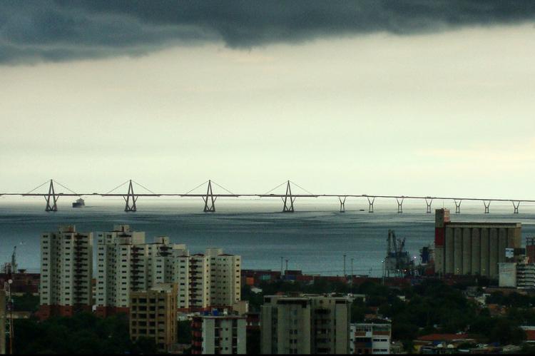 View of port of Maracaibo and bridge, Venezuela