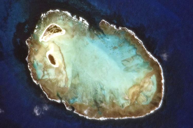 Rocas Atoll, Brazil, photographed from the International Space Station by the crew of Expedition 22