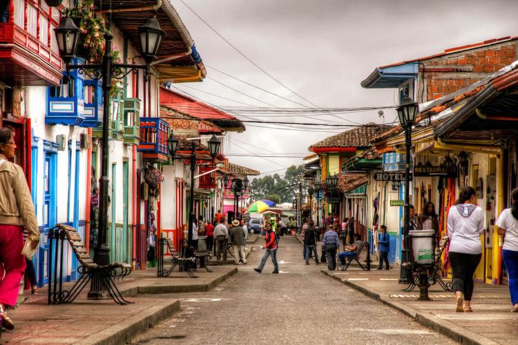 Street scene in Salento, Quindio, Colombia