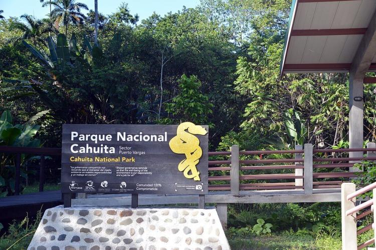 Park sign, Cahuita National Park, Costa Rica