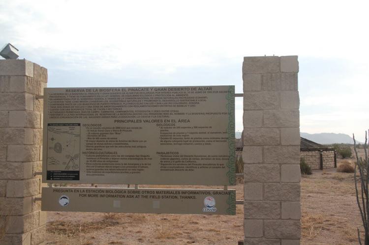Information sign, El Pinacate and Gran Desierto de Altar Biosphere Reserve, Mexico